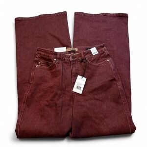 NWT Judy Blue High Waist Retro Wide Leg Burgundy Jeans 11/30 Denim Pants